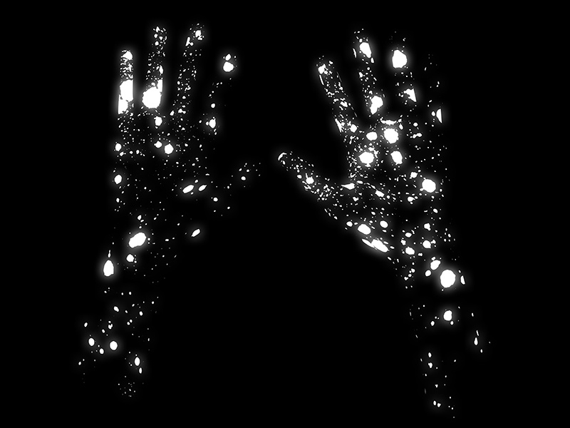 Work in progress 3d splatter paint bw hands