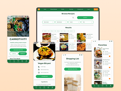 Carrotivity - Responsive recipes web app