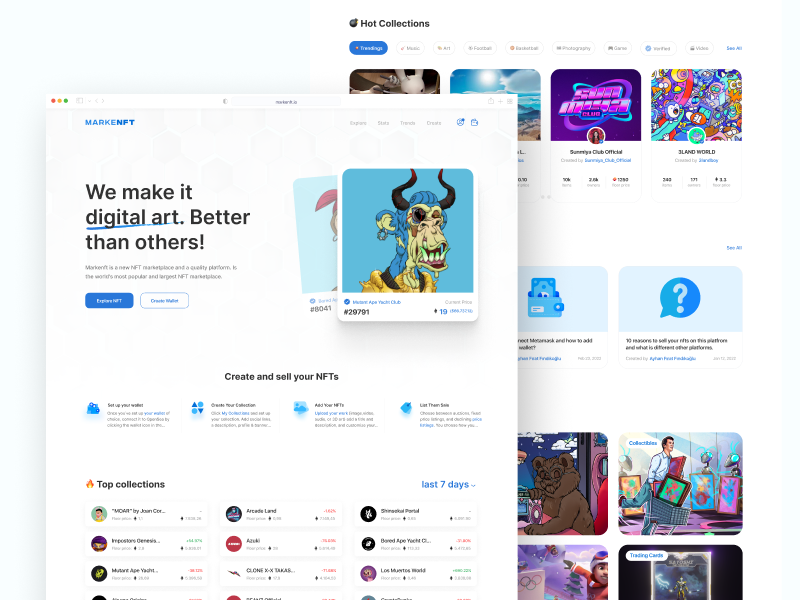 MarkeNFT Landing Page Design by Fırat Fındıkoğlu on Dribbble