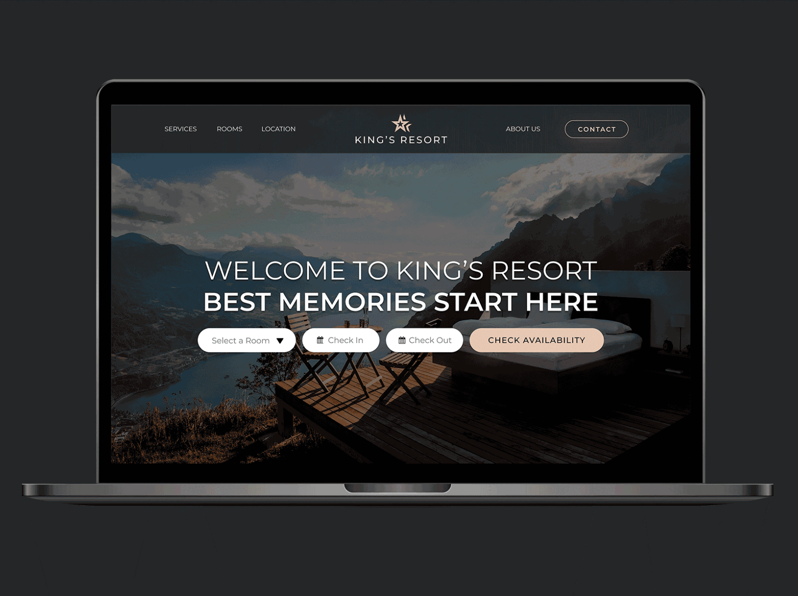 Hotel Website UI darkmode design figma illustration interface logo typography ui userinterface website websitedesign