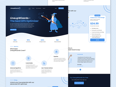 Landing Page Design For Lineup Wizards design graphic design landing page design ui ui ux design user experience design user interface design ux webdesign website design