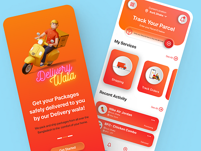 "Delivery Wala" Delivery App UI Design 3d deliveryapp figma graphic design ui uidesign uiux ux