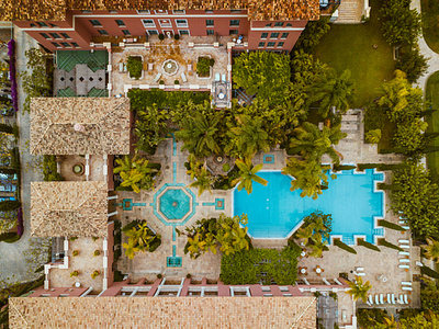 Pool design drone exterior design hotel photography