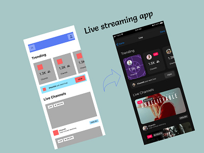 Live streaming app app design ui ux