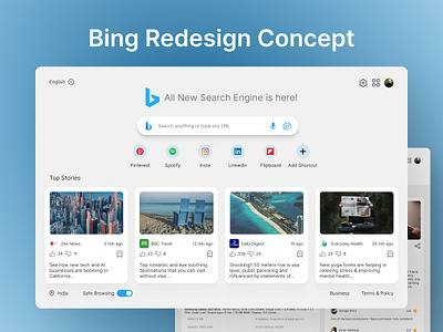 Bing Redesign Concept bing figma homepage search page ui kit user interface design visual design web app web page