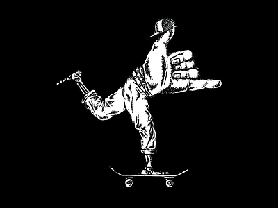 Handloose hand draw illustration skate skateboard tshirt vector