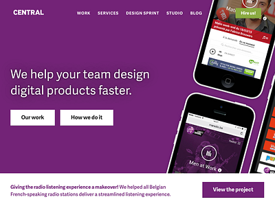 New central.team central design sprint launch ui ux website