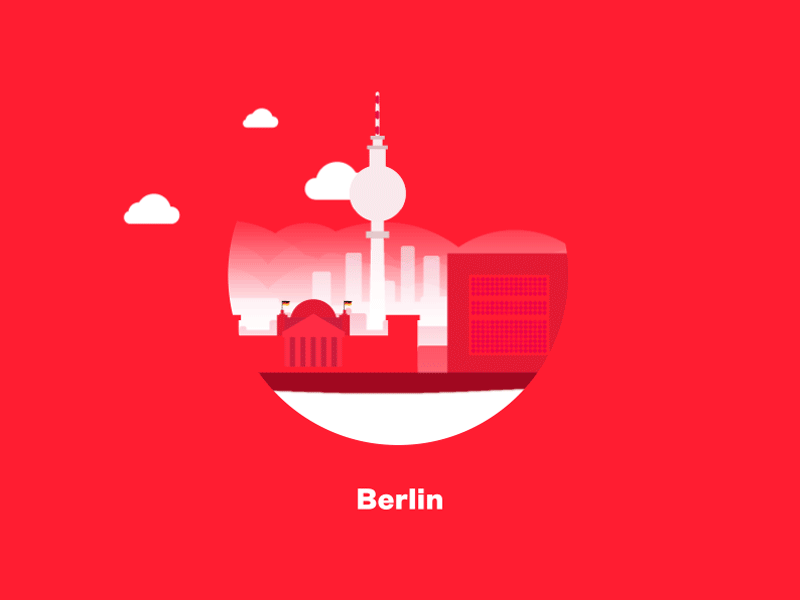 Floating city 1 after animation berlin buildings circle city effects floating gif illustration red