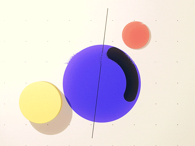 Mixed techniques 2/3 ball ball bounce circles dots glitch grid rotation