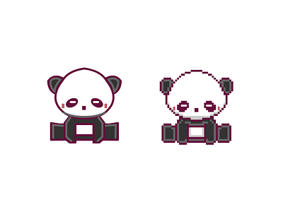 pixel vs vector bear cute panda pixel