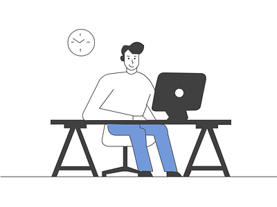 flat desk design desk flat illustration man