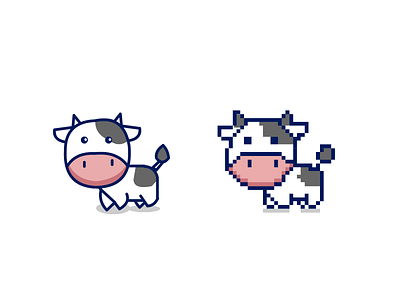 pixel vs vector animal cow pixel pixel icon