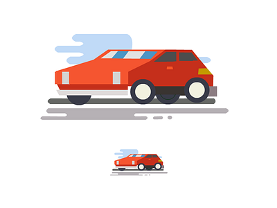 flat illustration car flat illustration red car