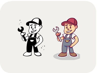 mechanic mascot illustration mechanic design mechanic illustration pixel mechanic retro mascot