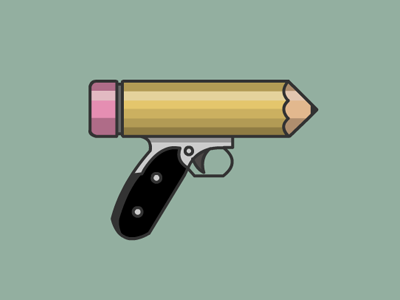 Pistol Pencil 3d food gun icon isometric logo pencil pistol sushi