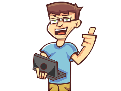 Computer Nerd character funny illustration nerd vector