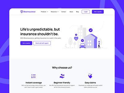 Insurance Website Landing Page branding business illustr illustration insurance logo ui ux vector