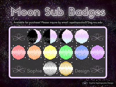 Moon Sub Badges adobe adobe photoshop branding design graphic design illustration twitch twitch emotes twitch sub badges