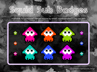 Squid Sub Badges adobe adobe illustrator adobe photoshop branding design illustration twitch twitch emotes