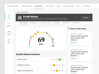 Credit Score Platform clean credit credit cards dashboard desktop finance financial interface score ui uidesign ux ux design webapp website