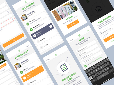 Tenant Application Process app app design estate agent housing interface invitation ios iphone app onboarding overlay process reference sign up tenant ui ui design ux