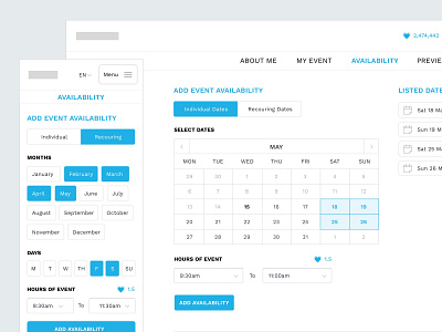 Event Availability Booking System booking booking app booking system calendar date range dates dropdown event system events interface responsive responsive web design system ui ux web app webapp