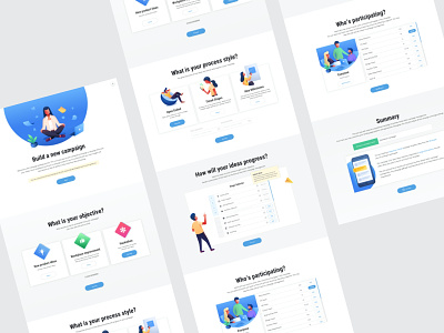Campaign Builder for Ideas application builder campaign builder campaigns creative design idea platform ideas ideation illustration interface one pager page builder saas ui ui8 ux web platform