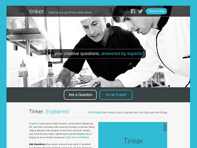 Tinker Landing Page clean design flat interface landing splash ui user ux web website white