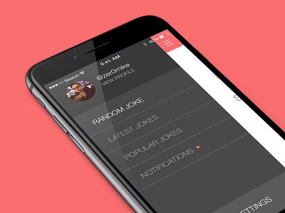 Howler Side Menu app application clean dark design flat interface ios menu nav ui ux