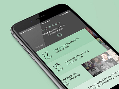 Thought/Dream Diary app application clean design flat green interface ios ui ux