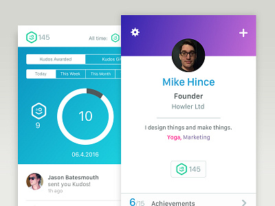 Kudos UI & UX app clean design flat interface ios iphone profile stats ui ux