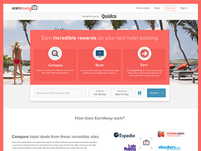 EarnAway Updated Landing Page clean design home interface landing red ui web website white