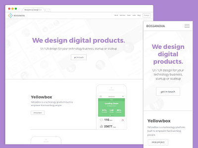 New Bossanova Site agency design homepage interface ui ux web design website