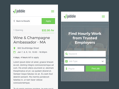 Jobble Responsive UI hiring interface jobs mobile app responsive search ui user experience ux web app