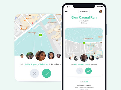 Fitness Friend Finder Groups clean fitness flat groups interface iphone iphonex maps meetups ui ux white