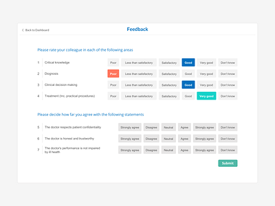 Feedback Layout clean feedback interface selection survey ui ux
