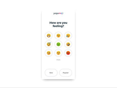 Yogamoji Yoga App app emoji interface invision studio iphone mvp ui uipractice ux white yoga