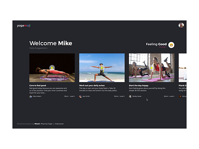 Yogamoji Desktop App dark dark app interface mp4 ui ux video web app yoga