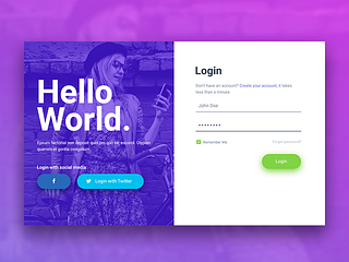 Hello World Login & Registration Form by Yulko on Dribbble