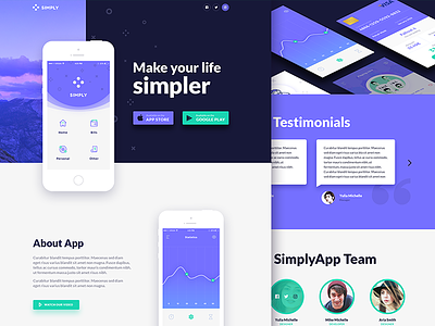 Simply – Onepage App Template app psd template app template creative psd template developer psd template landing page mobile app one page software psd template studio psd template