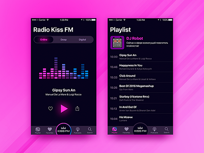 Redesign concept KISS FM. iOS