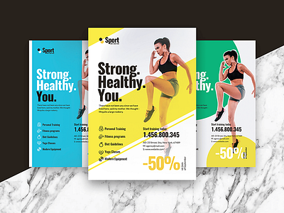 Fitness Flyer/Poster diet fitness flyer gym health poster sport strong template train yoga