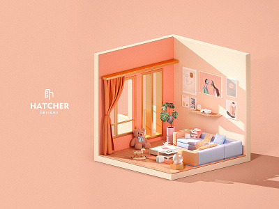 Warm Home 2.5D C4D 3d c4d design ui web