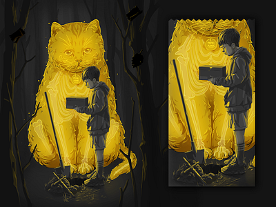 «Пухлик» art cat illustration light