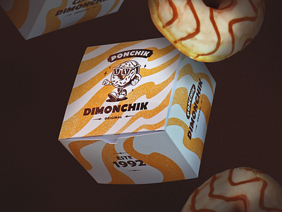 Ponchik Dimonchik donuts illustration packaging