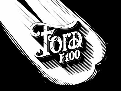 Ford F100 lettering noir typography