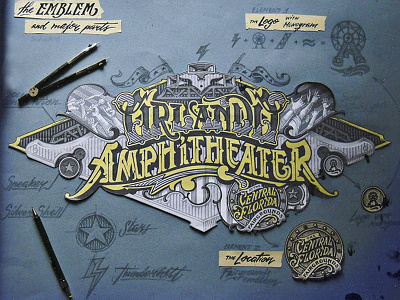 ORLANDO AMPHITHEATER. Concert venue art design illustration lettering music typography