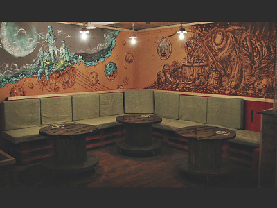 Bar Mural bar beer cafe illustration interior mural pub restaurant whiskey