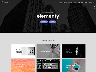 Elementy - Multipurpose One & Multi Page Template agency blog business ecommerce minimal multipurpose onepage portfolio shop themeforest ui ux