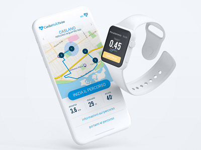 cardiowalk app app design flat gps interaction interface ios location navigator smartphone smartwatch tracking ui ux way